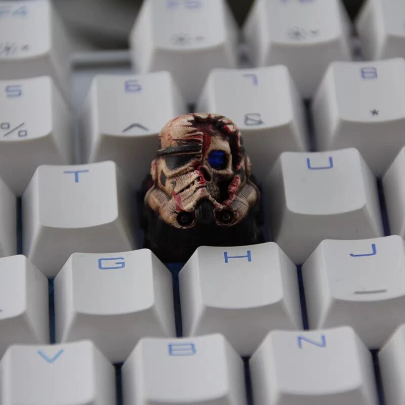 ECHOME Battle-damaged Skull Keycap Resin Artisan Anime Keyboard Cap Custom Cartoon KeyCap for Mechanical Keyboard Accessories. 