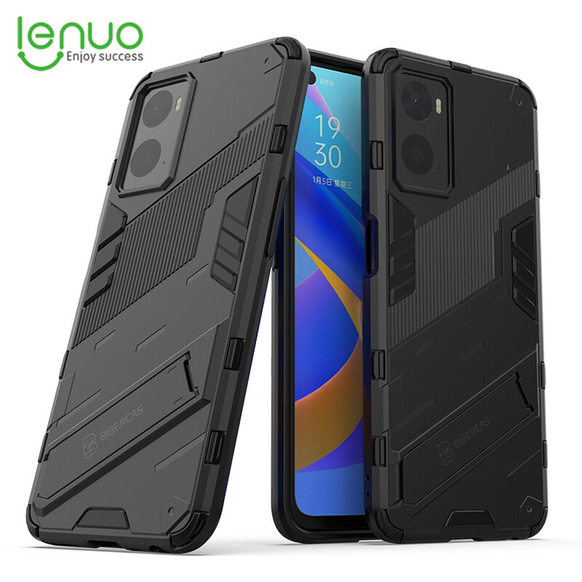 Lenuo Punk-Casing For Oppo K10 4G / A36 / A76 4G / A96 4G / Realme 9i Back Cover Eight-Color Anti-Fall And Anti-Slip Phone Bracket Lens Protection Cover Lovers Case