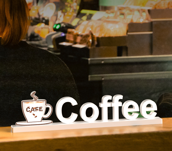 Coffee shop desktop creative slogan, LED charging billboard, can be moved,. 