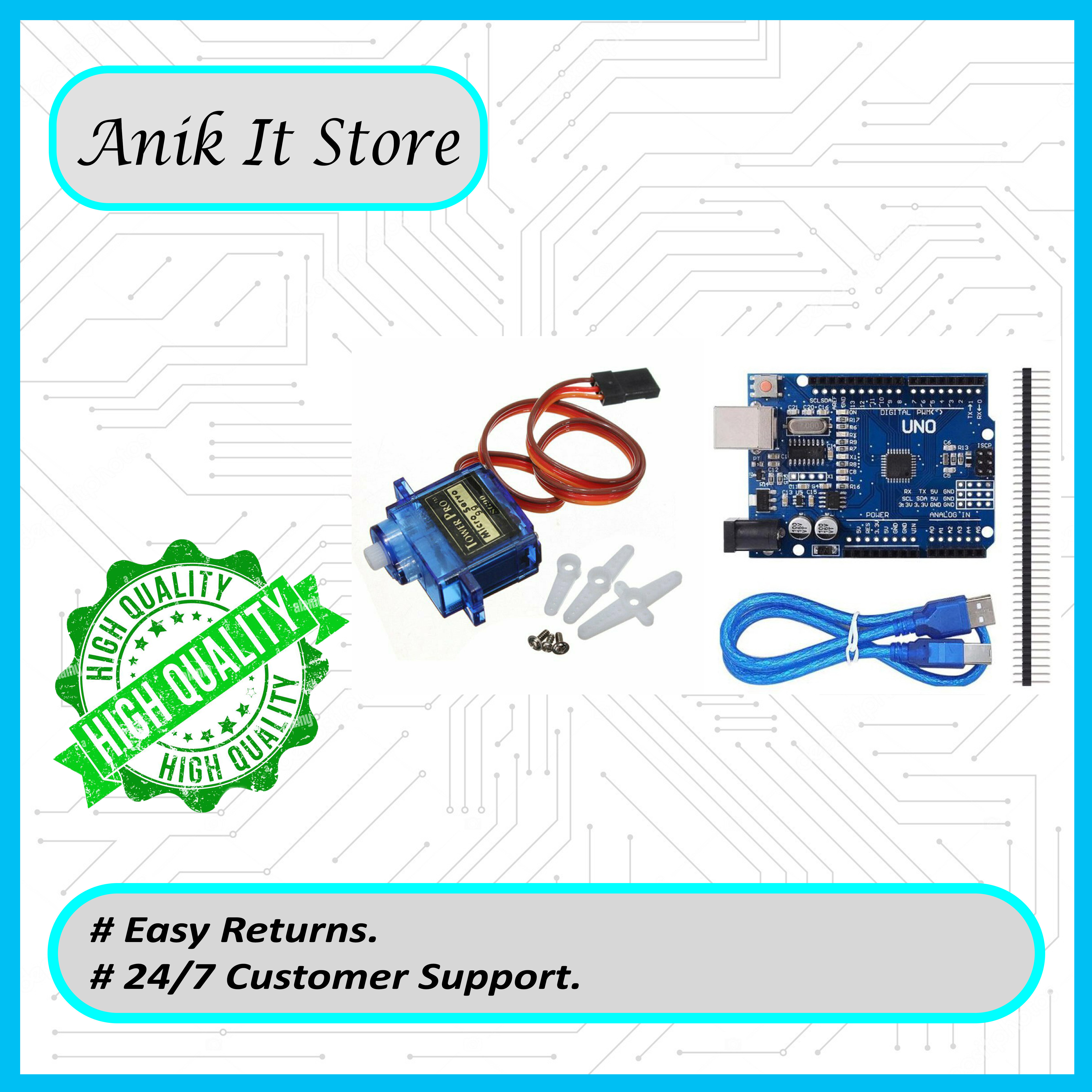 Arduino Uno R3 SMD With Servo Motor Combo Pack