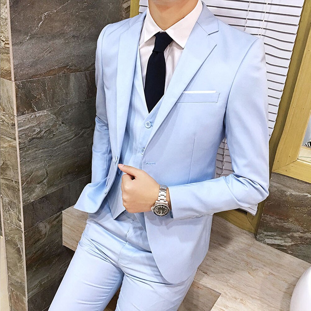 3Pcs/Set Luxury Plus Size Men Suit Set Formal Blazer +Vest +Pants Suits Sets Oversize For Men's Wedding Office Business Suit Set. 