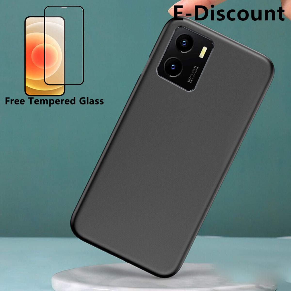 For VIVO Y01 Soft Case + Free Tempered Glass Screen Protector Matte Silicone VIVO Y01 Back Cover