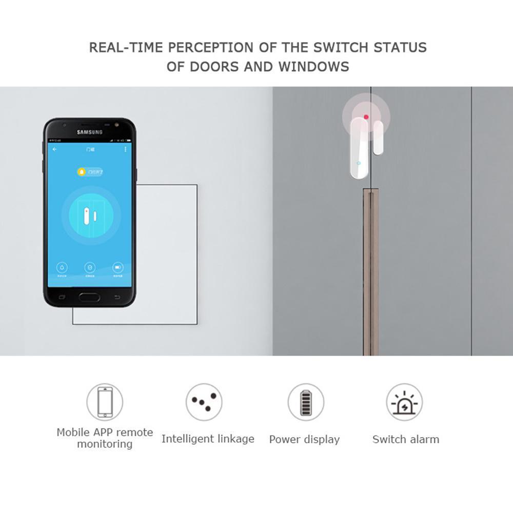 Window Door Sensor, WIFI Wireless Magnet Door Open Sensor Alarm with APP Control, Anti-Burglar Security Alarm System for Home, Garage and Shop Store. 