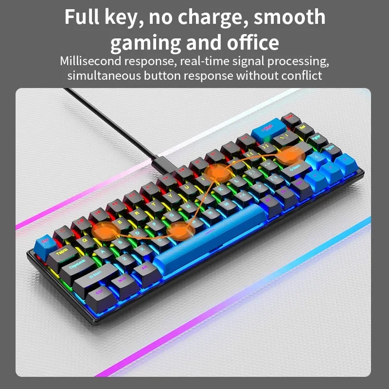 SKYLION K68 Wired Mechanical Keyboard 10Kinds of Colorful Lighting Gaming and Office For Microsoft Windows and Apple IOS System. 