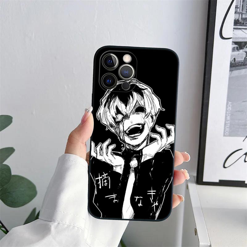 Tokyo Anime Ghoul Black Art Phone Case for iPhone 11 15 Pro Max Case Coque 14 Plus 13 Pro 12 11 XS XR 7 8 SE 2020 TPU Soft Cover. 