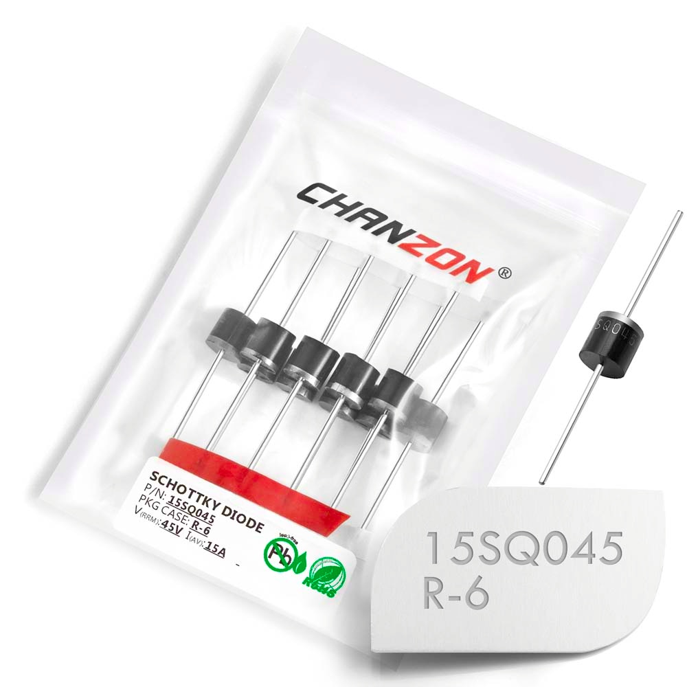 20Pcs Chanzon 15SQ045 Schottky Barrier Rectifier Bypass Blocking Diode 15A 45V R-6 15 Amp 45 Volt for Solar Cell Panel. 