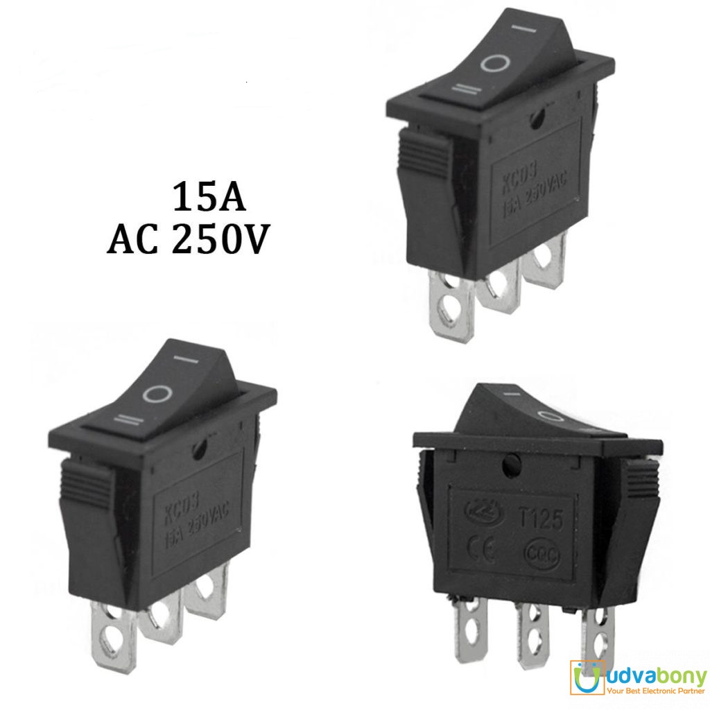 ON-OFF-ON 15A KCD3 Rocker Switch 15A 250V 3 Pin BLACK Color Switches 3Pin On Off On 3 Positions Power Switches For Auto Car Boat IPS UPS Heat Machine Drill Machine. 