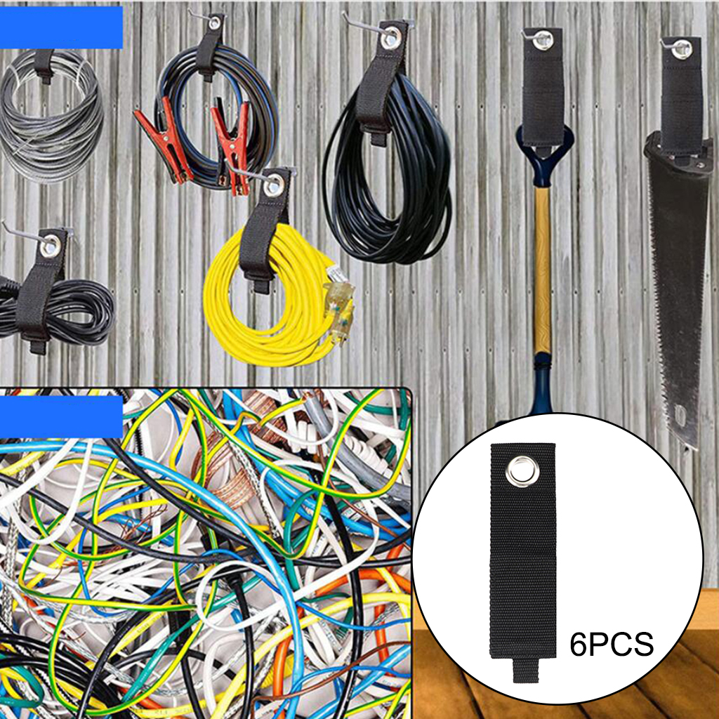 6pcs Extension Cord Holders Heavy Duty Storage Straps Fit with Garage Hooks. 