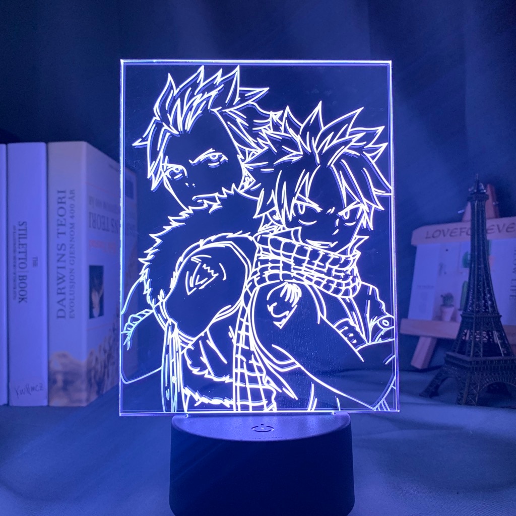 Anime Fairy Tail Natsu neel and Erza Scarlet Hug Night Light Led Touch Sensor Nightlight for Child Room Decor Table 3d Lamp. 