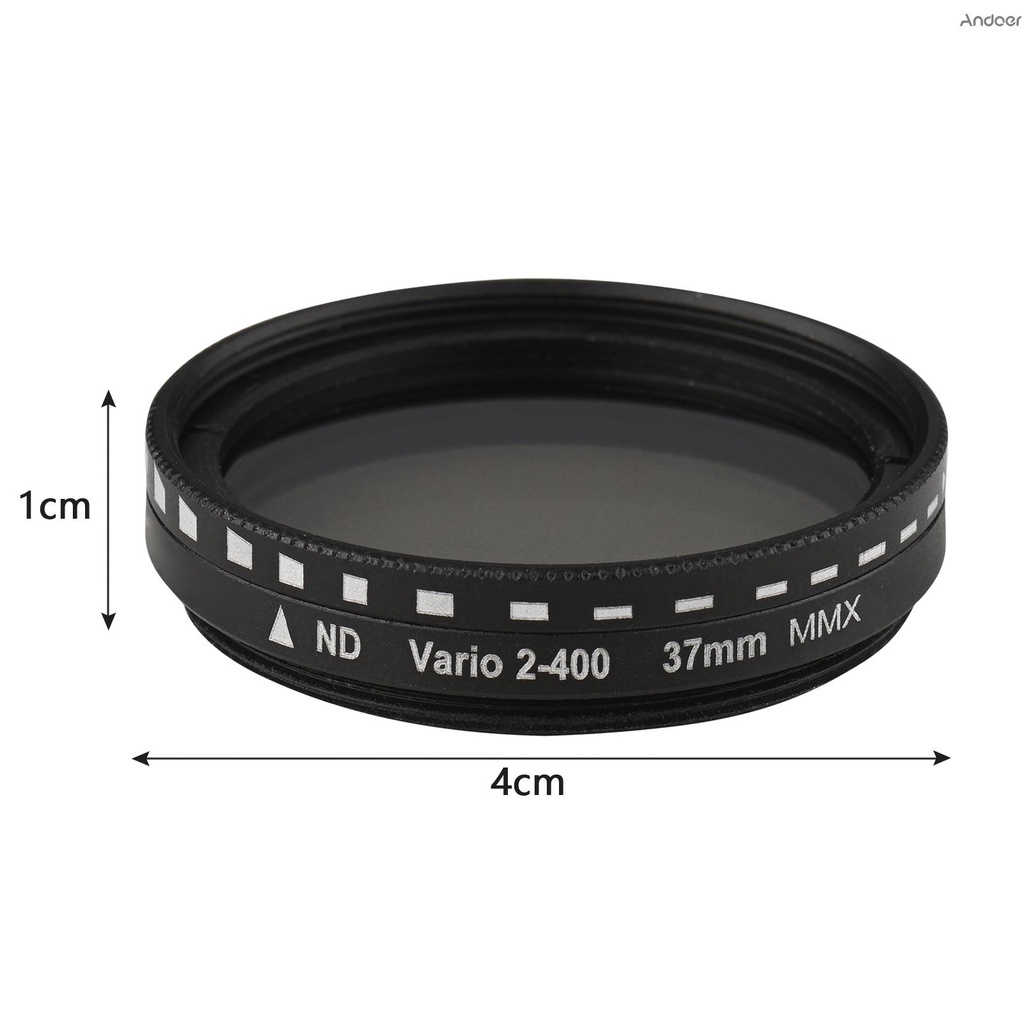 Andoer 37MM Professional Clip-on Phone Filter Lens ND2-400 Adjustable Neutral Density Filter with Phone Clip Lens Protector for Smartphone Photography. 