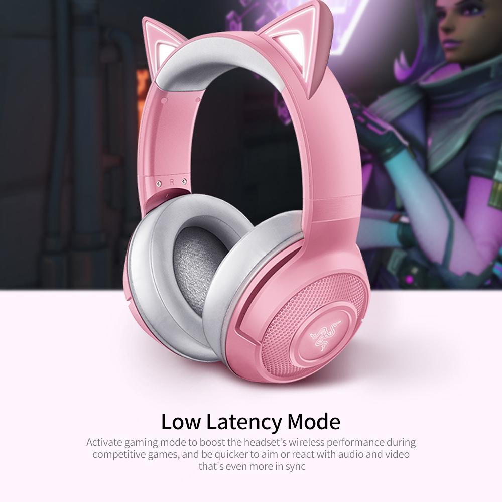 Razer Kraken BT Kitty Gaming Headset BT 5.0 Wireless Headphone 40mm Driver Unit Low Latency Built-in Beamforming Microphone Pink. 