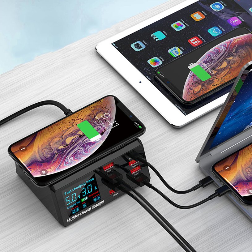 8Port Multi Fast USB Charger  Quick Charge 3.0 Phone Charging Station LED Display USB Smart Wireless /  Digital Display  Charger X9. 