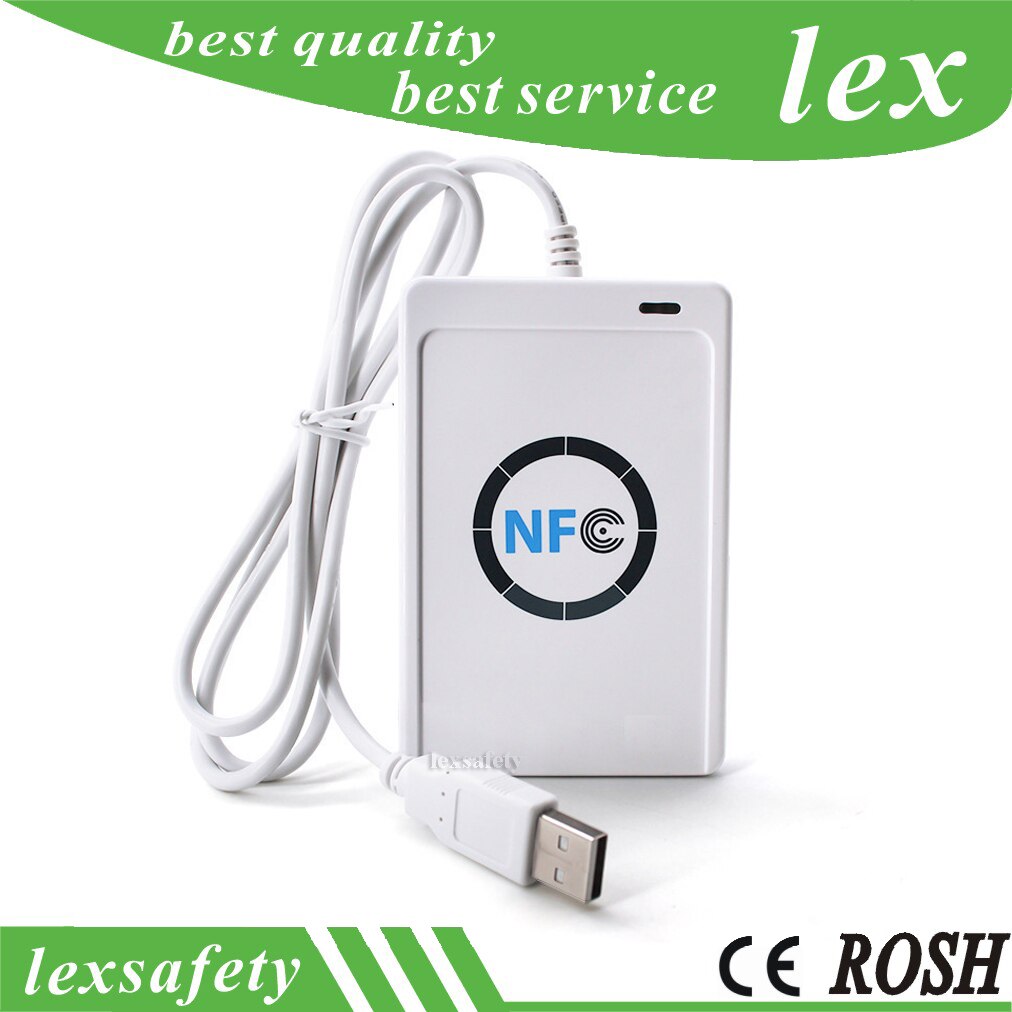 1 Set USB ACR122U NFC Card Reader 13.56mhz contactless IC NFC Reader Writable Clone rfid writer for ISO14443 Protocol. 