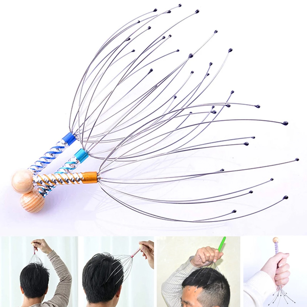 Metal Manual Octopus Head Massager Scalp Massage Tool Claws Scalp Stress Relaxation. 