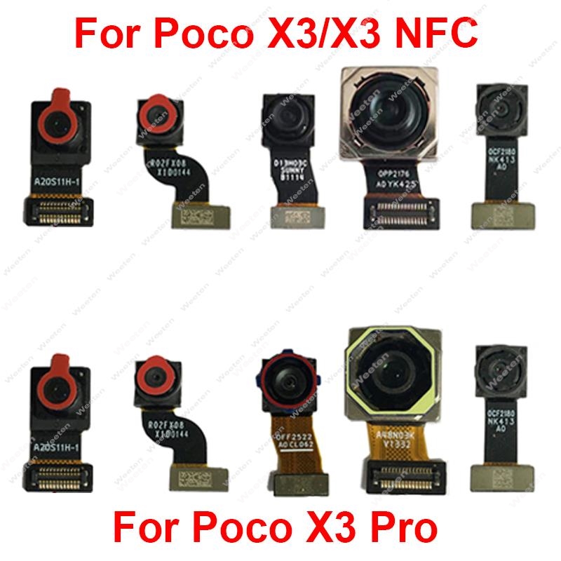 Front Rear Camera For Xiaomi Poco X3 Pro X3 NFC Main Back Front Samll Facing Camera Flex Cable Parts