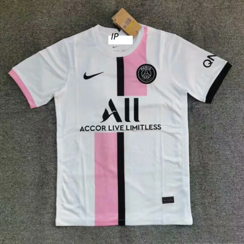 pink and white psg jersey