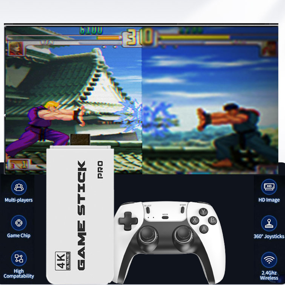 M15 4K Pro Game Stick 64G 30000+ Video Game Console 2.4G Double Wireless Controller 4K Retro Game TV Stick Retro Classic Games. 