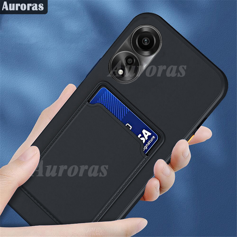 For OPPO A18 Phone case Card Slot Card Silica Gel Soft Holder Wallet Case For OPPO A18 4G Cover Casing HP. 