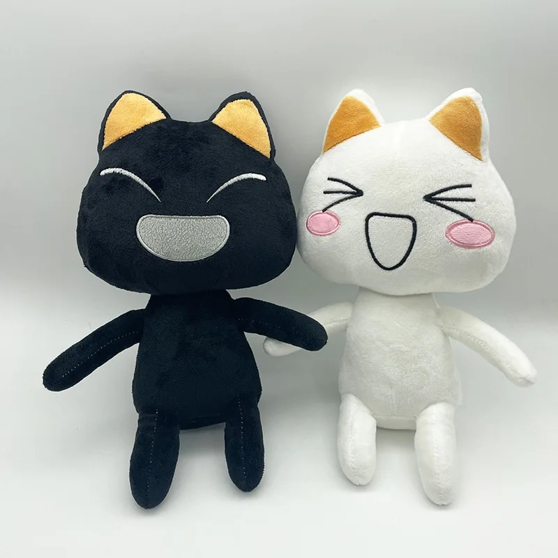 New Toro Inoue Cat Plush Anime Game Doll Stuffed Kittens Plushie Cartoon Couple Black and White Cats Decor Gift Toys for Kids. 