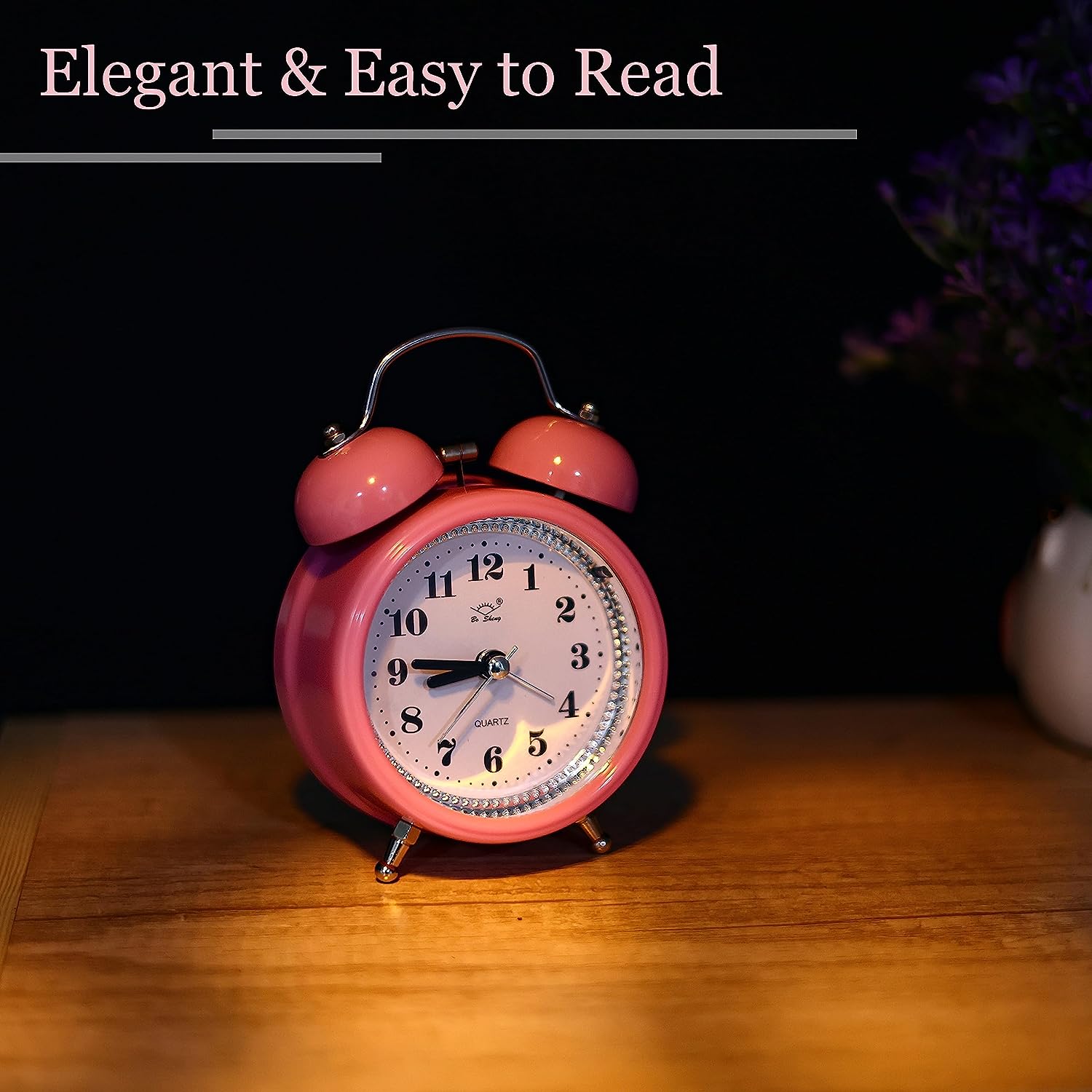Classic Double Metal Bell Desk Table Loud Alarm Clock with Night Light Function. 