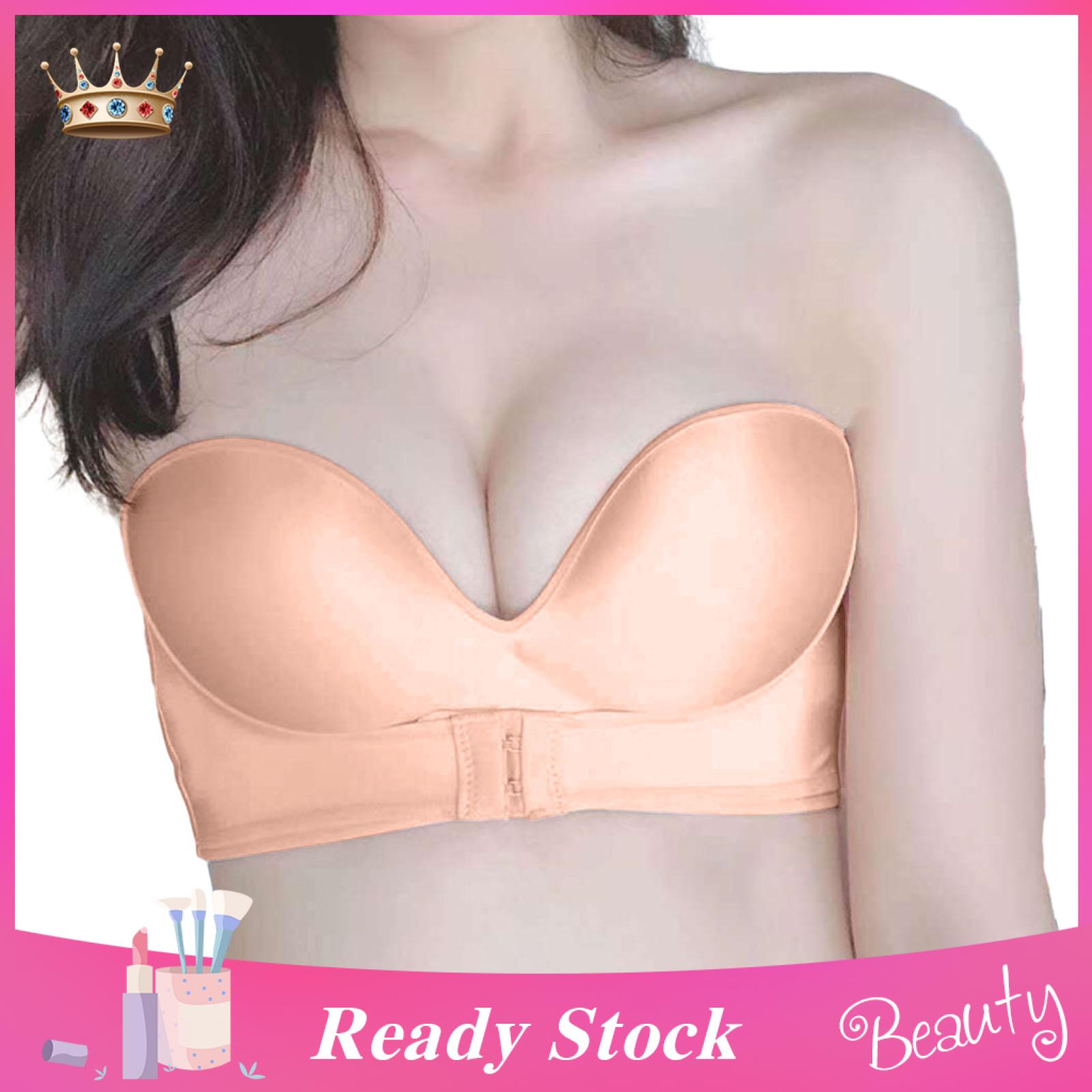Comfortable 3/4 Cup Bra Stunning Front Closure Push Up Bra Enhance Beauty  with This Invisible Strapless Bandeau Brassiere Seamless 3/4 Cup Bra Women  Push-up Bra