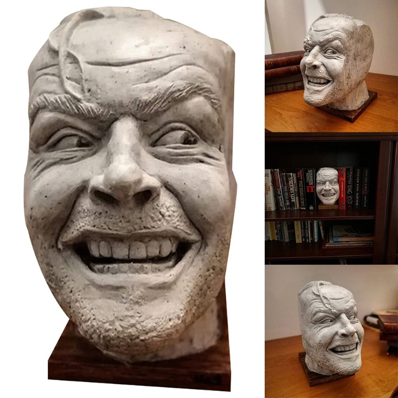 Here's Johnny Sculpture of TShining Resin Desktop Ornament Bookend Library Funny-face Book ShStatue Figurine Home H58C. 