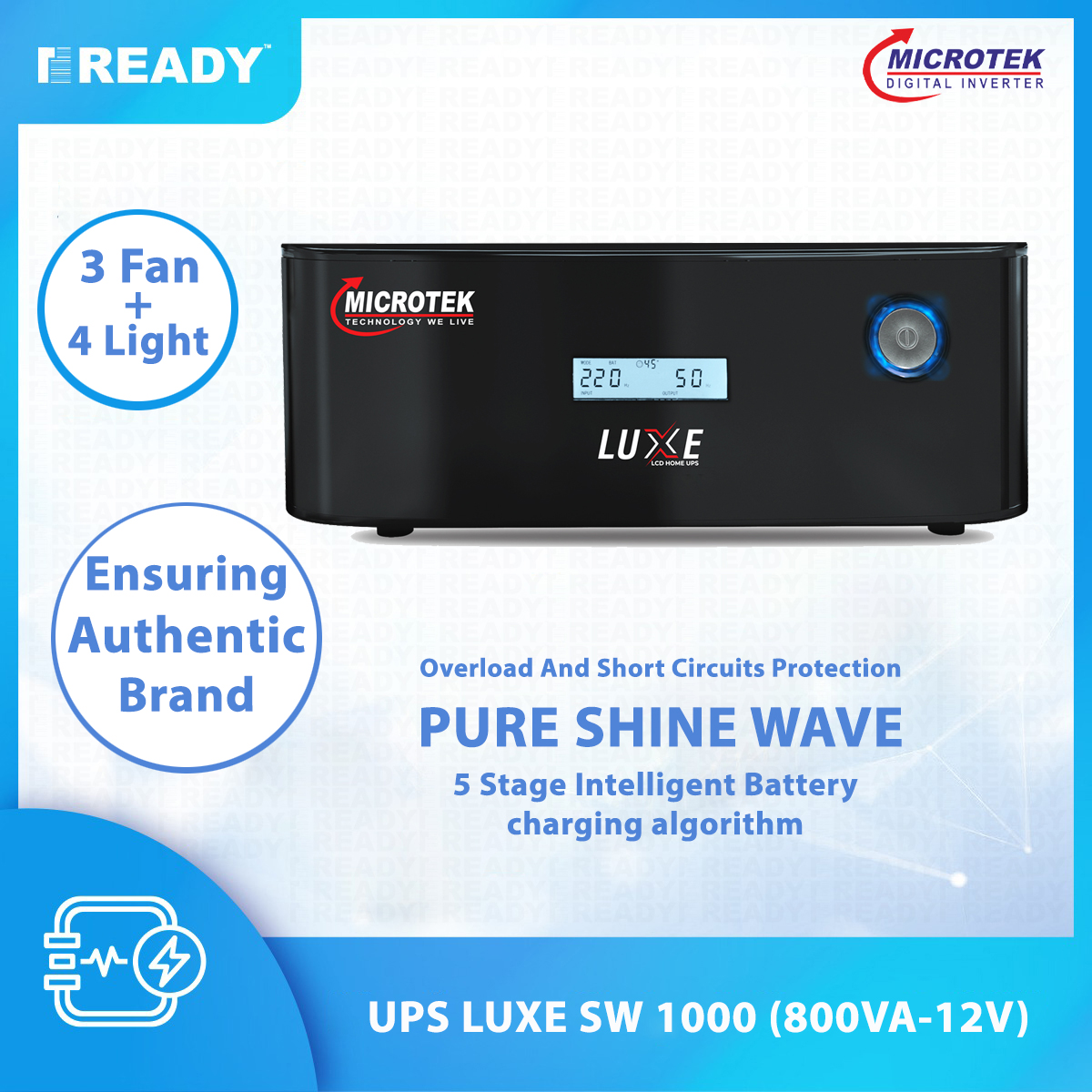 MICROTEK UPS LUXE SW 1000 (800VA-12V) IPS For Home use and other Purpose