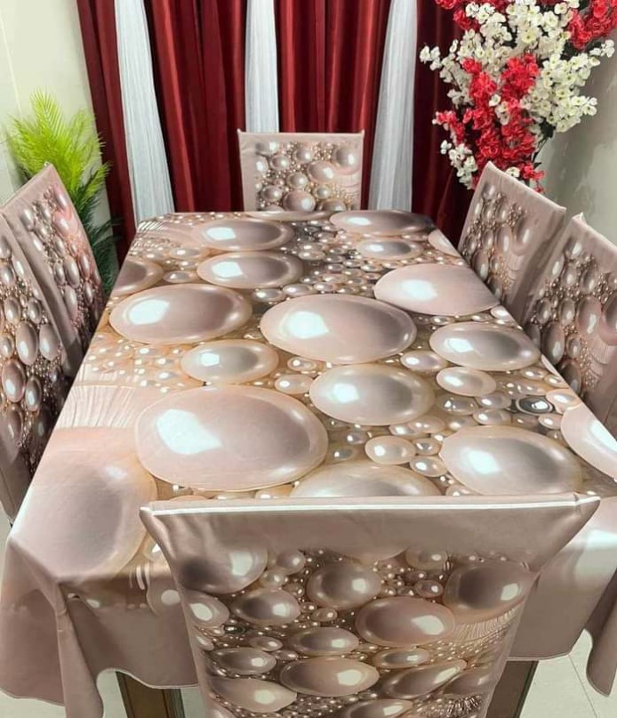 Table Met 3D And Chair Cover 6 Piece