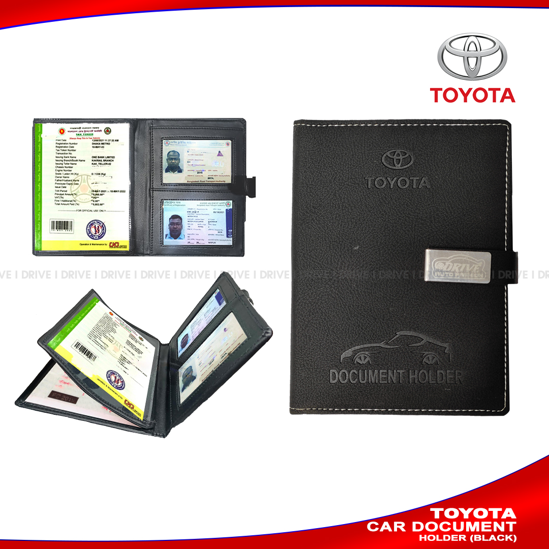 TOYOTA Car Vehicle Documents Holder BLACK CAR DOCUMENTS HOLDER CAR 
