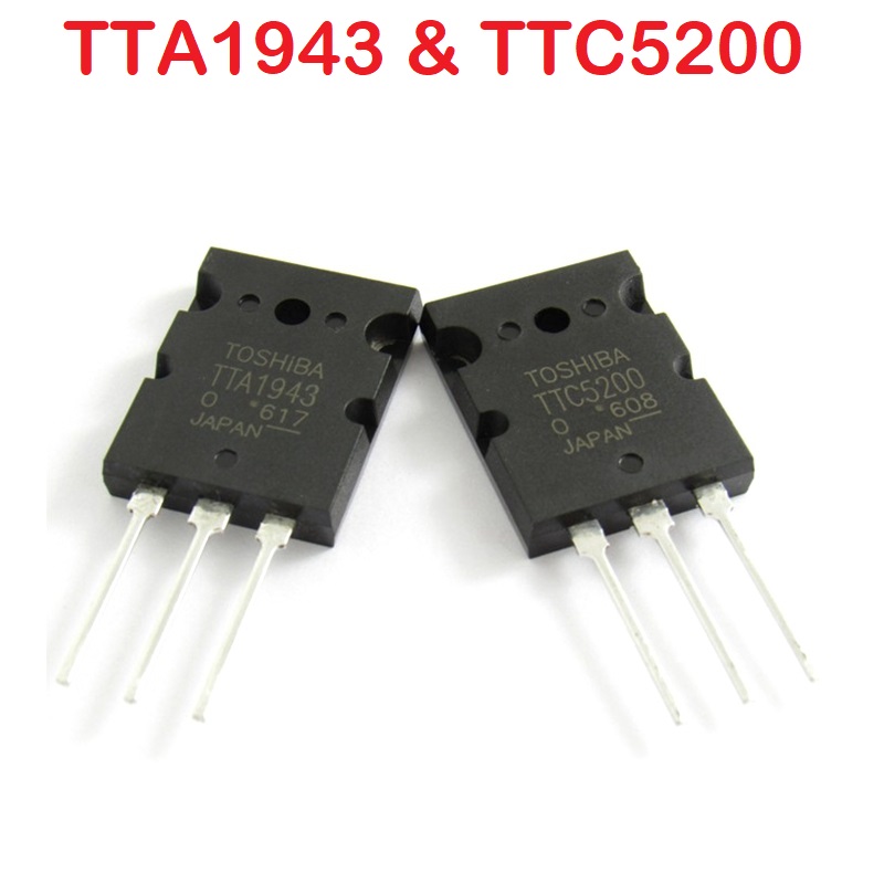 1Pair- Medium Quality TTA1943 A1943 & TTC5200 C5200 PNP & NPN Power Amplifier Transistor 1943 & 5200 MOSFET IC TO-3P 3Pin Leads