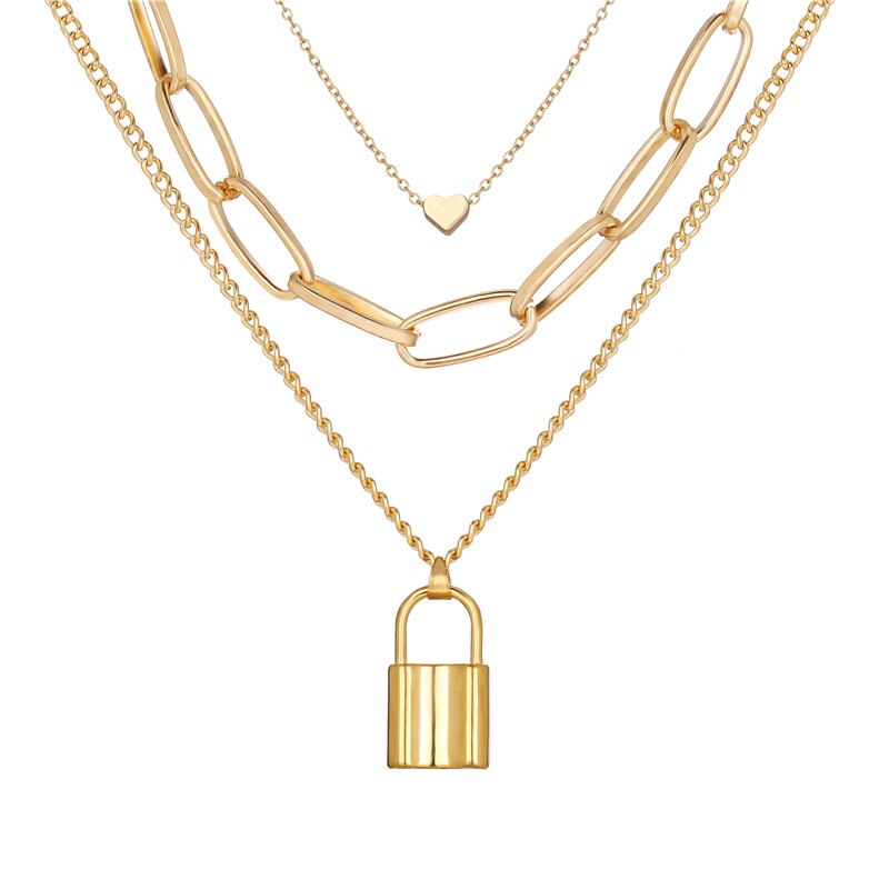 Thick Chain Key Lock Necklace Fashion 