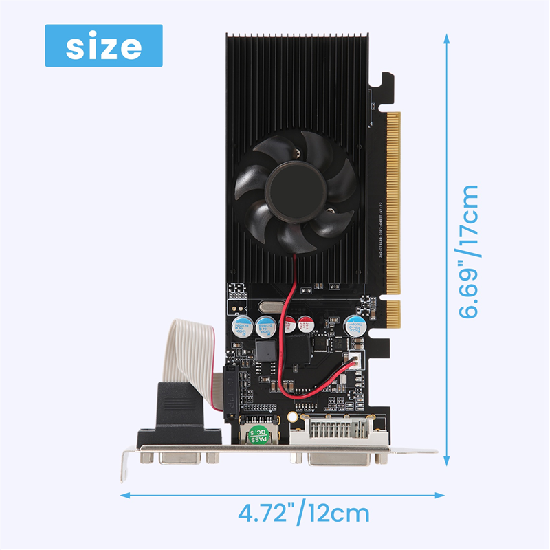 GT210 1GB DDR2 64Bit Graphics Card PCIE 2.0 GPU HDMI-Compatible. 