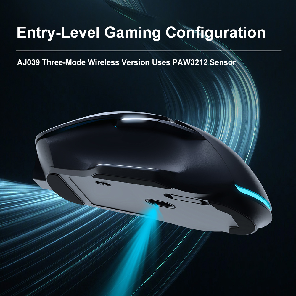 Ajazz AJ039 Wireless Gaming Mouse RGB 7 Buttons Tri-mode Wired Bluetooth Mouse PAW3212 Ergonomic Design for PC Laptop Desktop. 