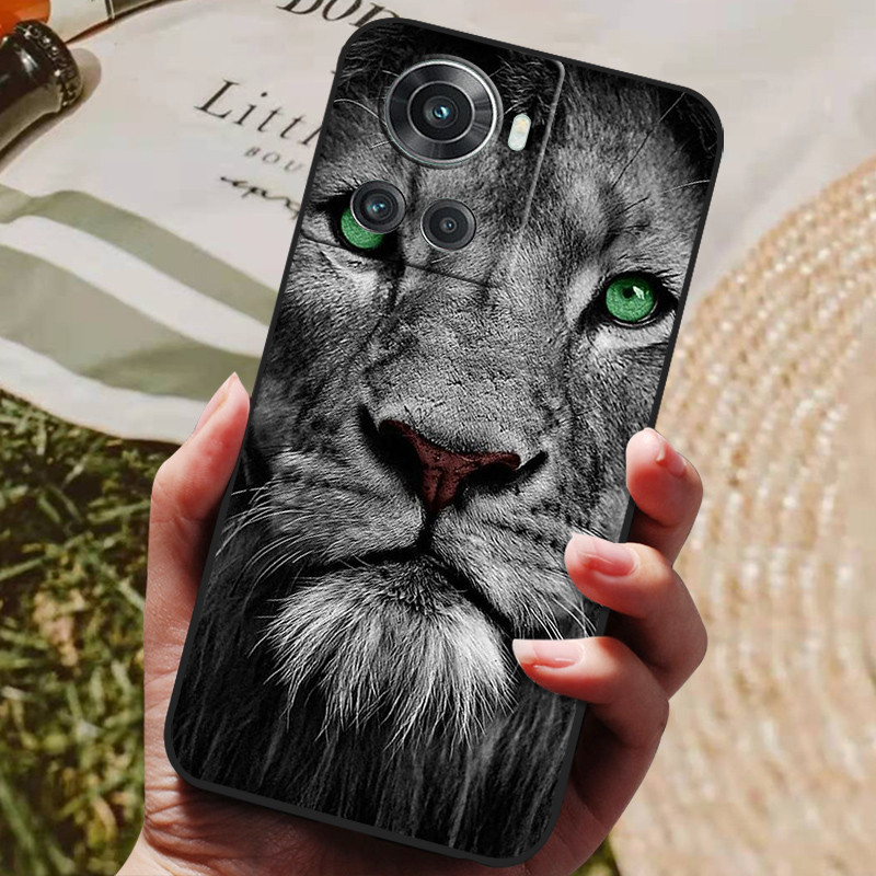 For OnePlus 10R 5G Case Black Silicone Soft Phone Cover For OnePlus 10R Case OnePlus10R 1+ 10 R Back Cases Lion Wolf Coque Funda. 