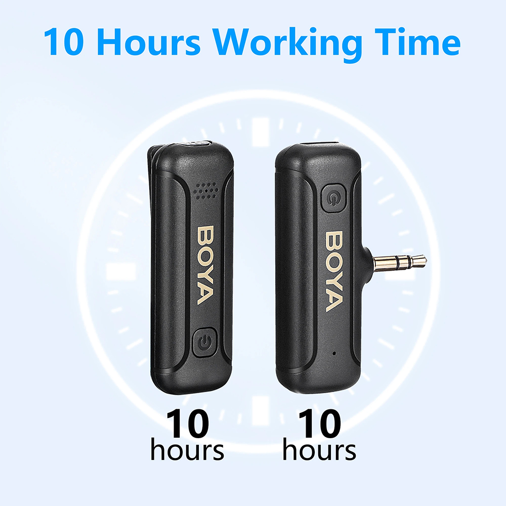 BOYA BY-WM3T2-M1 Wireless 3.5mm TRS Lavalier Lapel Noise Reduction Microphone for Canon, Nikon, and Sony Cameras Vlogging Recording. 