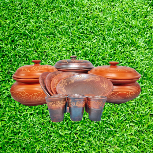 Clay Dinner Set 15 Pieces Matir Dinner Set - Elevate Your Dining Experience With This 15-Piece Matir Dinner Set. 