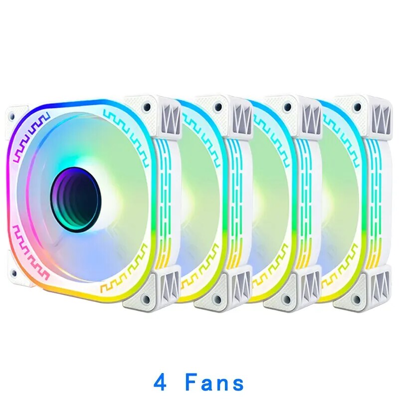 IWONGOU Pc Fan 120mm 4pin Pwm Ar12pro with Argb Controller White Computer PC Case Coolers 5v3pin Aura Sync. 