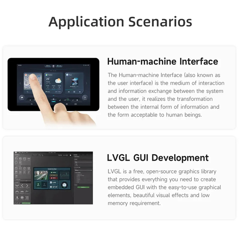 ESP32-S3 7 Inch Touch Display Development Board 800x480 WiFi Bluetooth 5 for GUI LVGL HMI ESP32. 