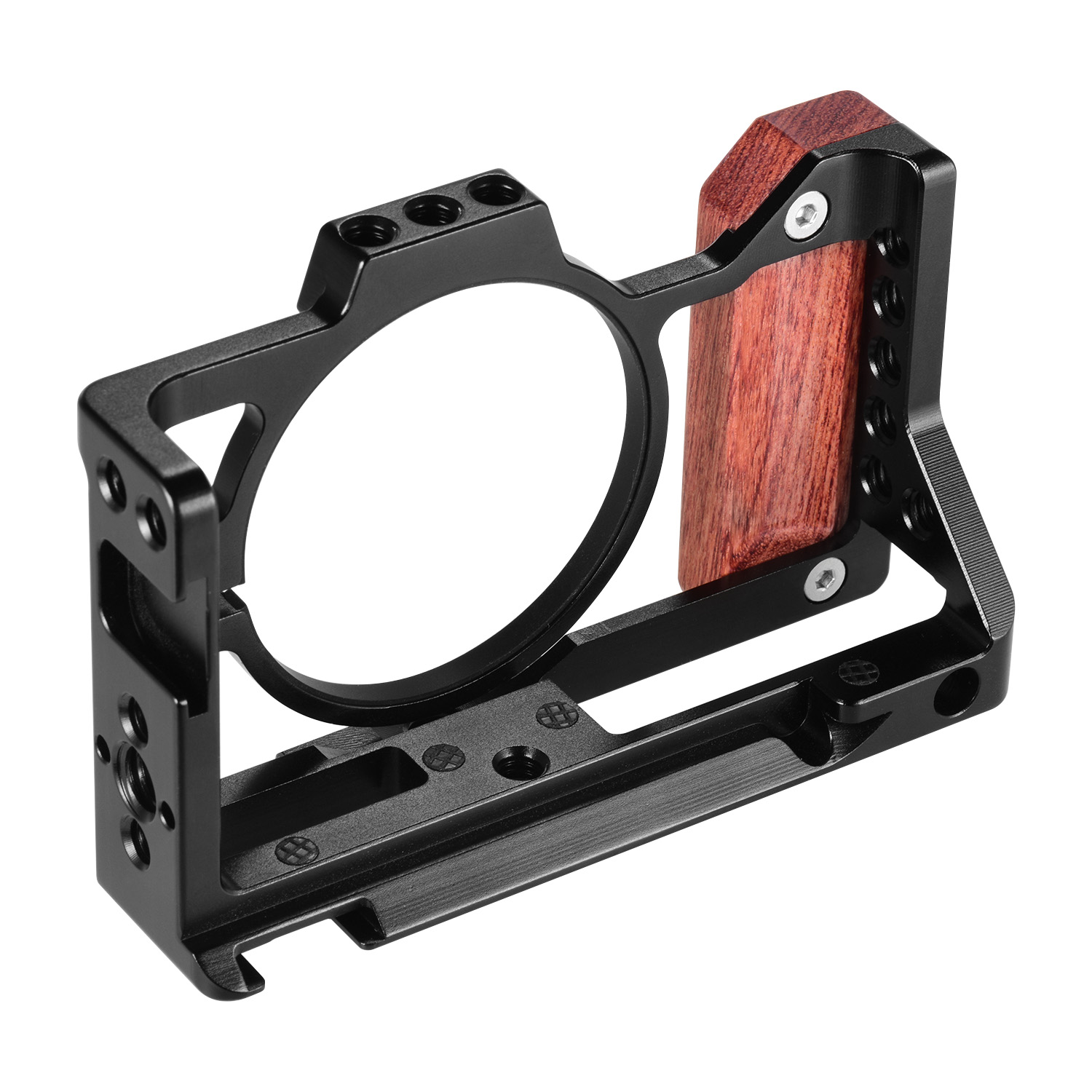 Camera Cage Compatible with Sony ZV1 Camera with Wooden Handle Grip Cold Shoe for Mounting Microphone LED Light. 