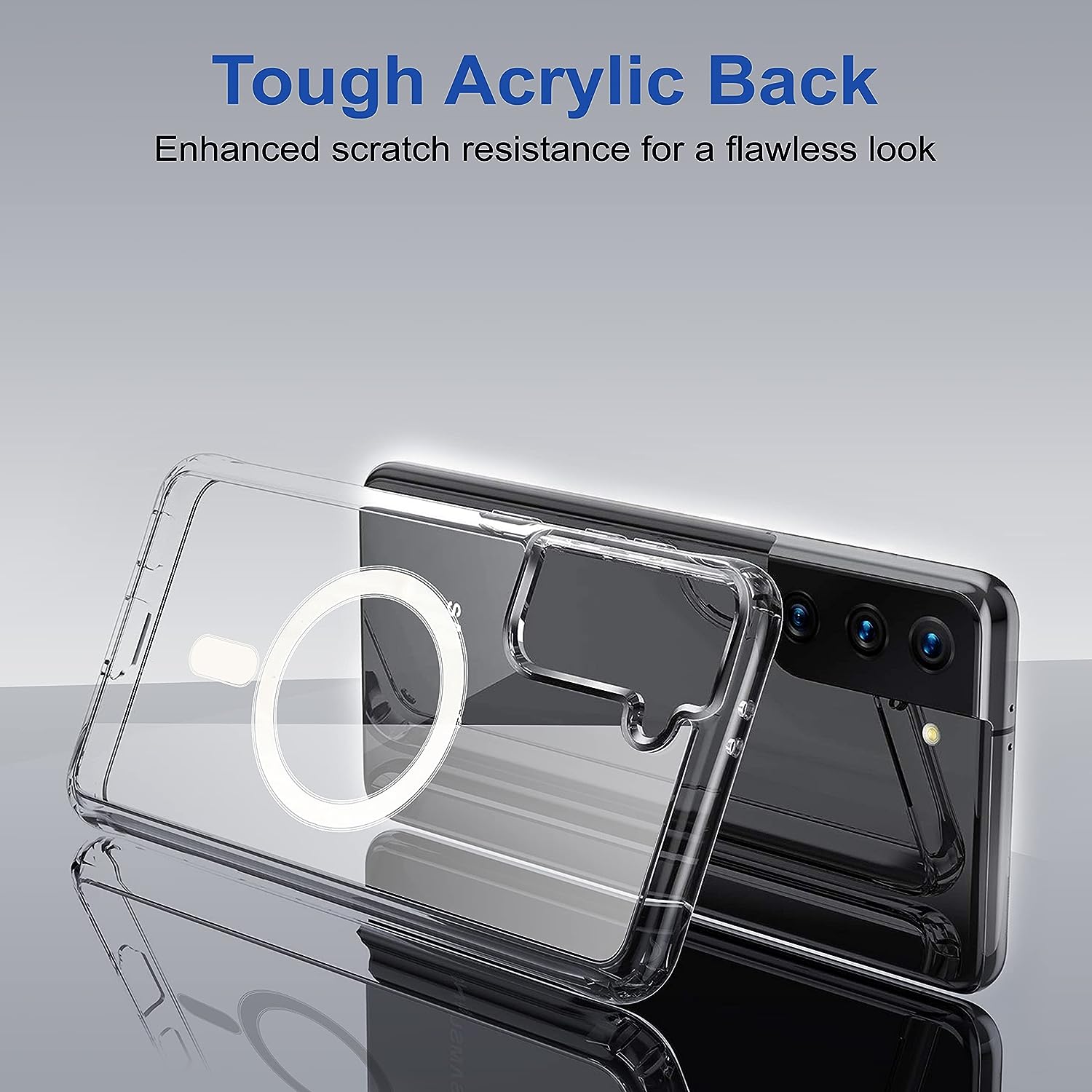 For Samsung Galaxy S21 5G MagSafe Compatible Shockproof Transparent Slim Fit Wireless Charging supported Frosted Border Phone Back Case Mobile Cover-E_Store. 