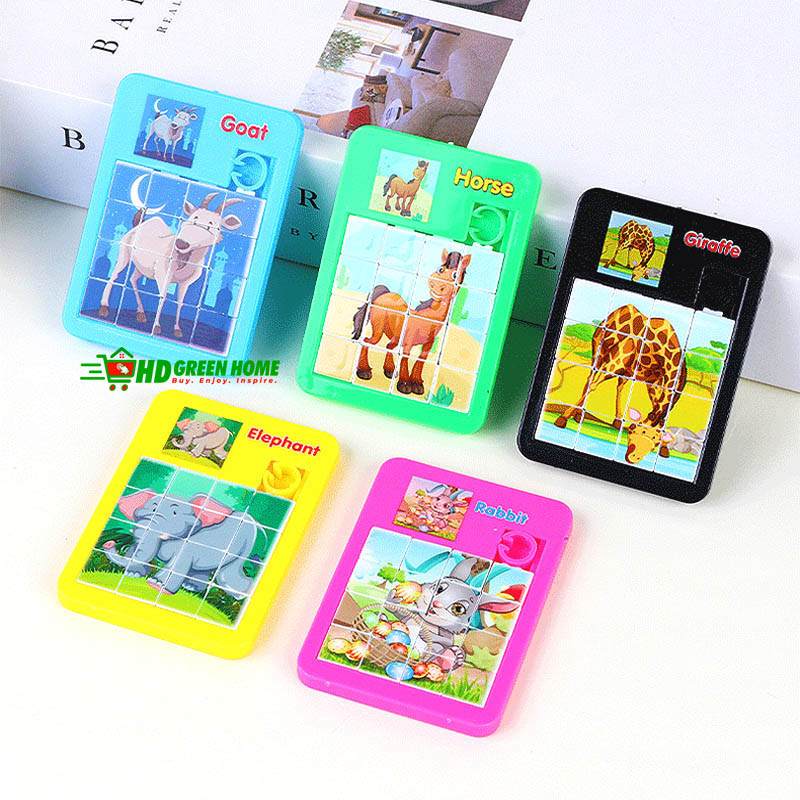 2 pcs x Mini Animal Slide Puzzle Plastic 3D Sliding Puzzles Game Toy. 