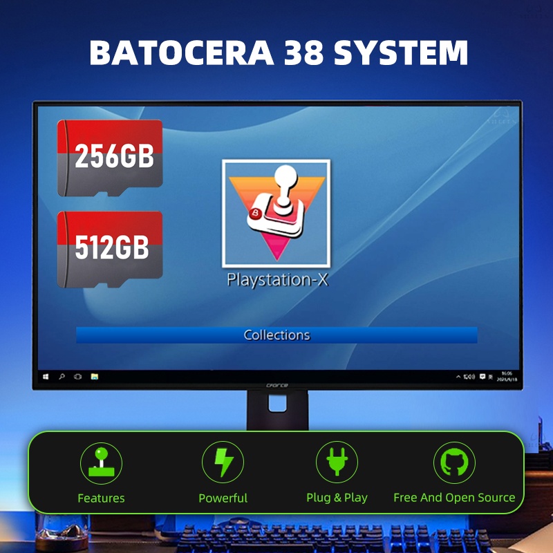 Batocera 38 TF Game Card For Steam Deck/Windows PC/MAC/WIN600 Handheld Game Console For PS3/PS2/WII/PS1/PSP/DC With Free Gamepad. 