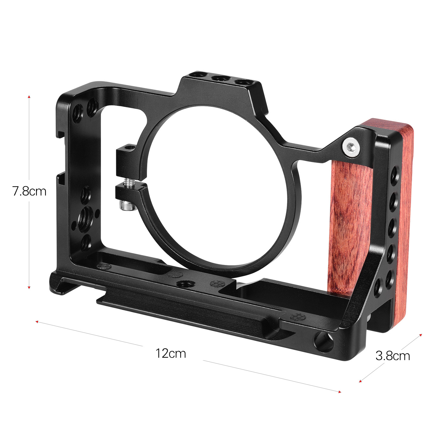 Camera Cage Compatible with Sony ZV1 Camera with Wooden Handle Grip Cold Shoe for Mounting Microphone LED Light. 