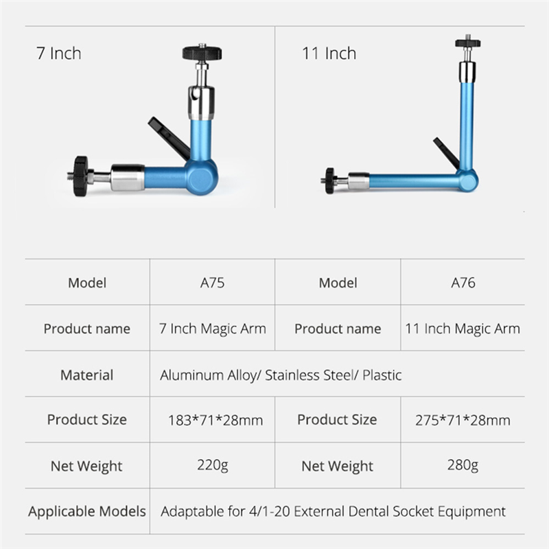 JDXHLAU A75 Universal Bracke 11 Inches Adjustable Magic Arm Articulating Weight Capacity 10KG 1/4 Screw Camera DV Monitor. 