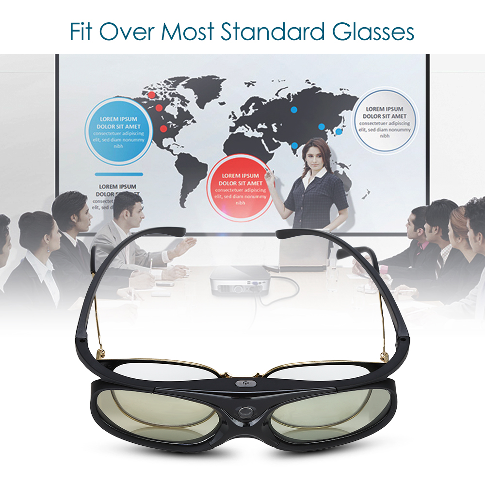 BOBLOV Active Shutter 3D Glasses DLP-Link USB Blue Compatible BenQ W1070 W700 Dell Projector 3D Glasses for Projector DLP. 