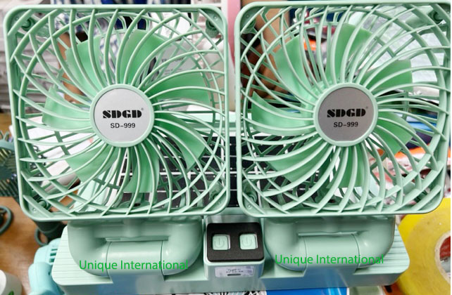 Solar Fan- Double Head Charging Fan- SDGD Brand SD-999 Rechargeable Fan can also charging In Solar