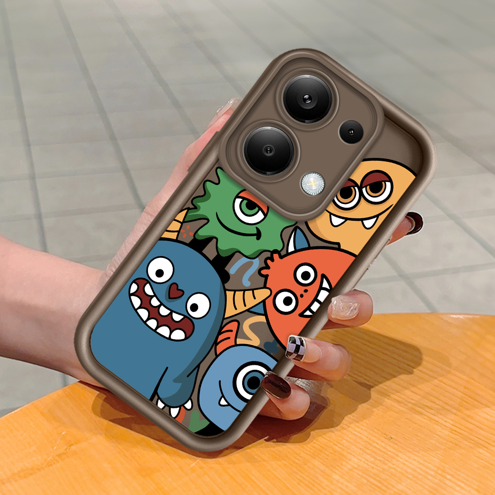 TA for Redmi Note 13 Pro 4G Back Cover Soft Square Ladder Little Monster Pattern Cases Silicone Camera Protection Phone Case