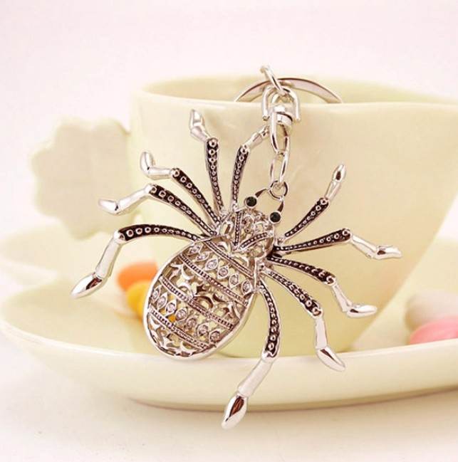 Keyholder Keychain Keyrring Creative Spider Keychain Ladies Rhinestone Decorated Key Ring Purse Bag Charm Pendant Gift For Women Key chain rings 2365489. 