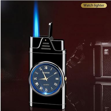 Elegant design Windproof Lighter Vintage Watch Bezel Jet flame Torch, Gadget Gifts For Men & Women. 