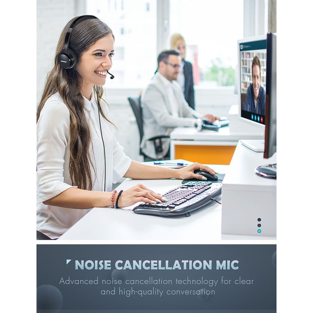 1/2PCS Mpow 071 USB 3.5mm Wired Headset with Noise Reduction Mic In-line Control Protein Memory Earmuff for Skype PC Call Center. 